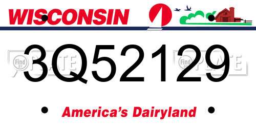 3Q52129 Wisconsin License Plate