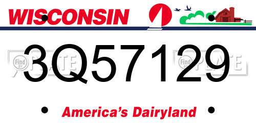 3Q57129 Wisconsin License Plate