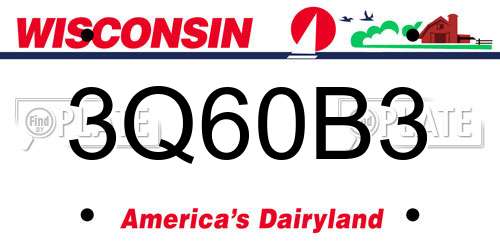 3Q60B3 Wisconsin License Plate