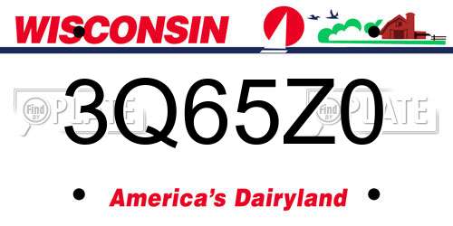 3Q65Z0 Wisconsin License Plate