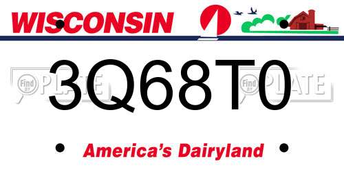 3Q68T0 Wisconsin License Plate