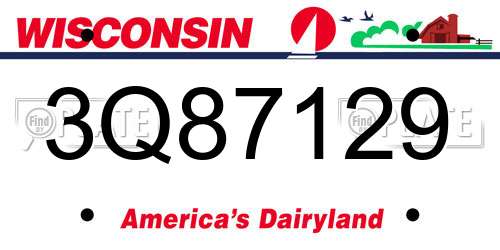3Q87129 Wisconsin License Plate