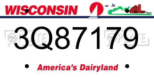 3Q87179 Wisconsin License Plate