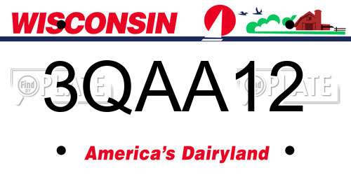 3QAA12 Wisconsin License Plate