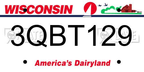 3QBT129 Wisconsin License Plate