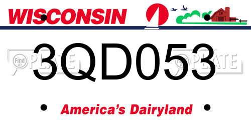3QD053 Wisconsin License Plate