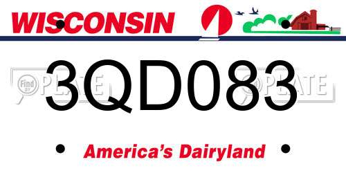 3QD083 Wisconsin License Plate