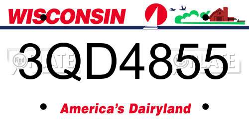 3QD4855 Wisconsin License Plate