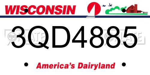3QD4885 Wisconsin License Plate