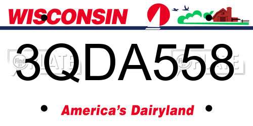 3QDA558 Wisconsin License Plate