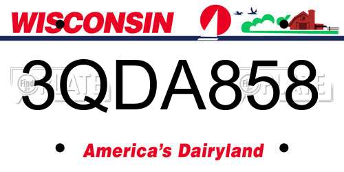 3QDA858 Wisconsin License Plate