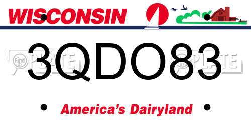 3QDO83 Wisconsin License Plate
