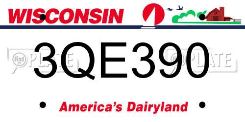 3QE390 Wisconsin License Plate