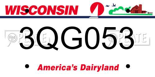 3QG053 Wisconsin License Plate