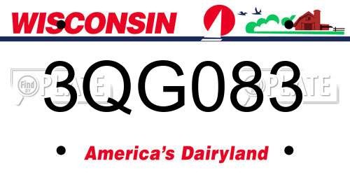 3QG083 Wisconsin License Plate
