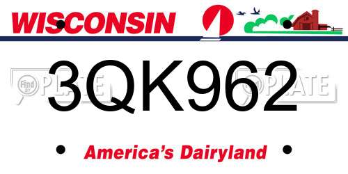 3QK962 Wisconsin License Plate