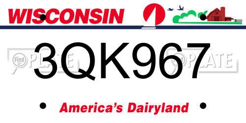 3QK967 Wisconsin License Plate