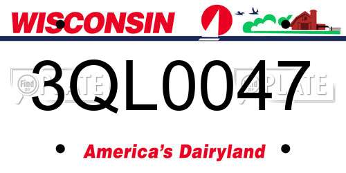 3QL0047 Wisconsin License Plate