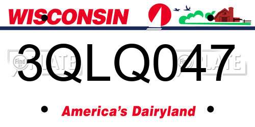 3QLQ047 Wisconsin License Plate