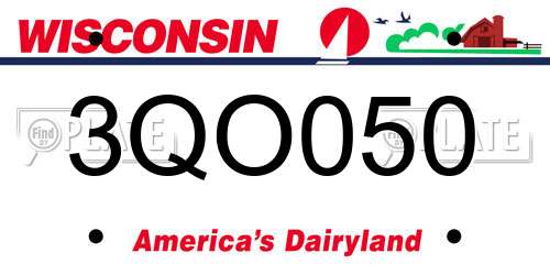 3QO050 Wisconsin License Plate