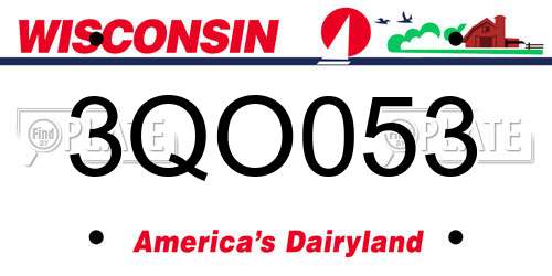 3QO053 Wisconsin License Plate