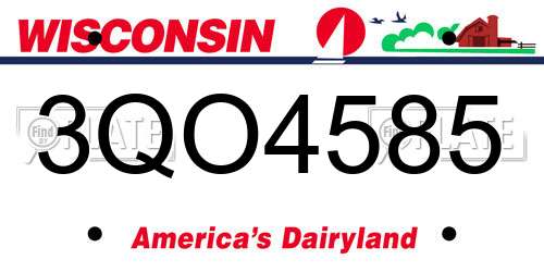 3QO4585 Wisconsin License Plate