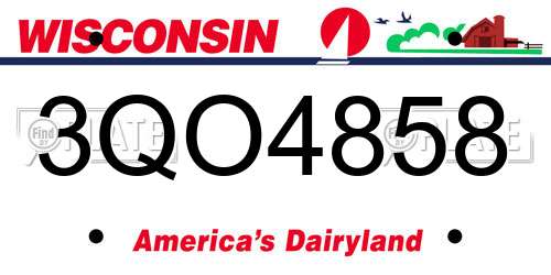3QO4858 Wisconsin License Plate