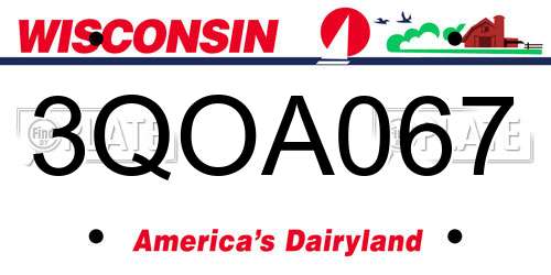 3QOA067 Wisconsin License Plate