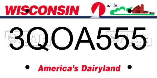 3QOA555 Wisconsin License Plate