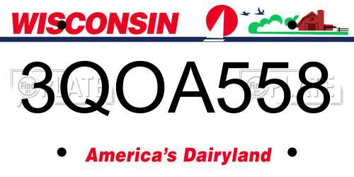 3QOA558 Wisconsin License Plate