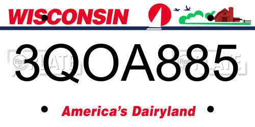 3QOA885 Wisconsin License Plate