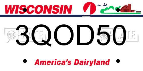 3QOD50 Wisconsin License Plate