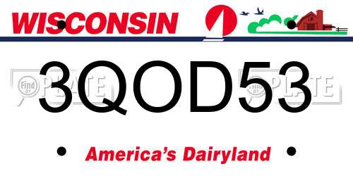 3QOD53 Wisconsin License Plate
