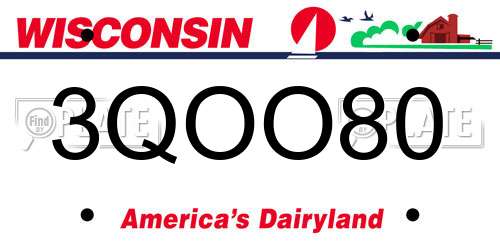 3QOO80 Wisconsin License Plate