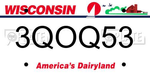 3QOQ53 Wisconsin License Plate