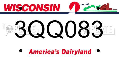 3QQ083 Wisconsin License Plate