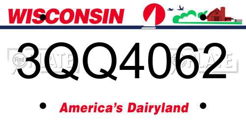 3QQ4062 Wisconsin License Plate