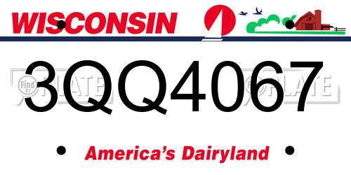 3QQ4067 Wisconsin License Plate