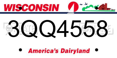 3QQ4558 Wisconsin License Plate
