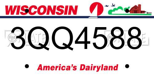 3QQ4588 Wisconsin License Plate