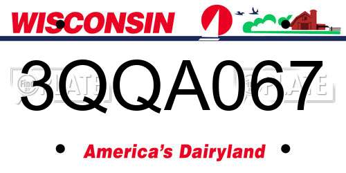 3QQA067 Wisconsin License Plate