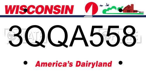 3QQA558 Wisconsin License Plate