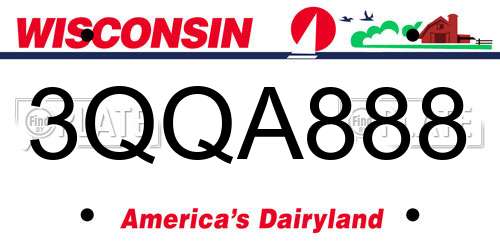 3QQA888 Wisconsin License Plate