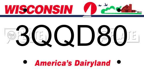3QQD80 Wisconsin License Plate