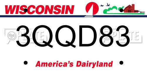3QQD83 Wisconsin License Plate