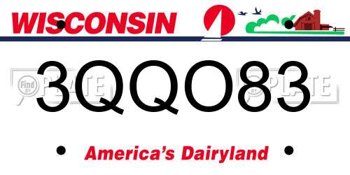 3QQO83 Wisconsin License Plate