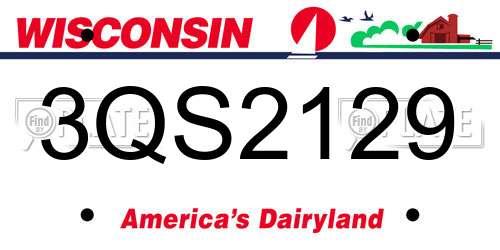 3QS2129 Wisconsin License Plate