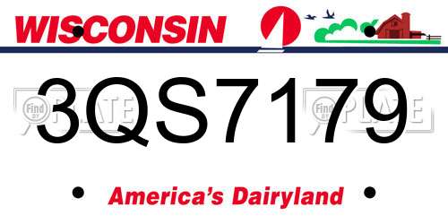 3QS7179 Wisconsin License Plate