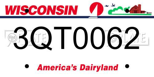 3QT0062 Wisconsin License Plate