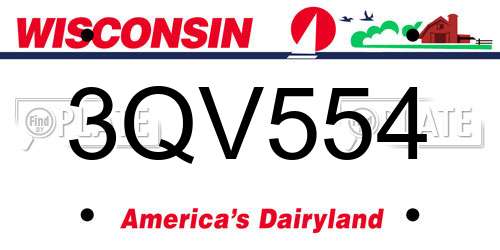 3QV554 Wisconsin License Plate